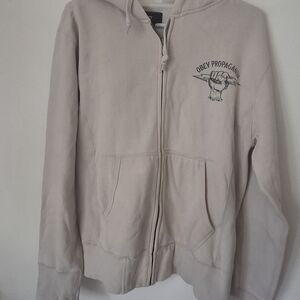 Obey Propaganda Paint Light Gray Zip-Up Hoodie Official Rare